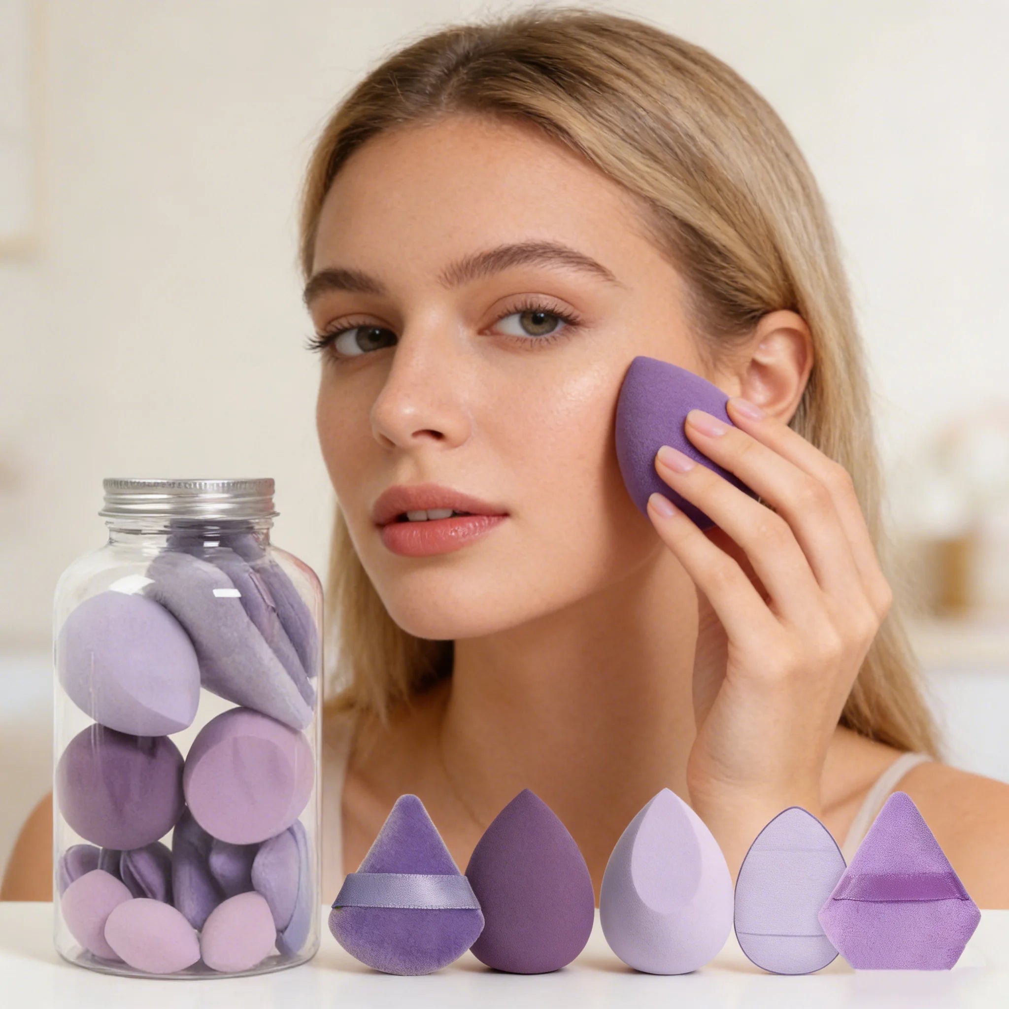 12pcs/15pcs Makeup Sponge Set | Super Soft Foundation Blender & Powder Puffs alternate view