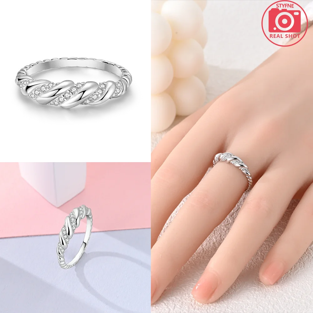Herzförmiger Zirkon-Schleifen-Ring aus 925er Sterlingsilber | Romantischer Valentinstagschmuck