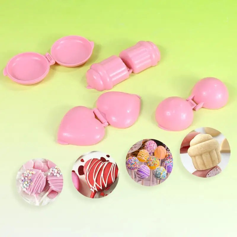 4pcs/set Round/Heart/Cone/Cupcake Lollipop Mold Plastic Cookies Cakepop Mould DIY Fondan detail view