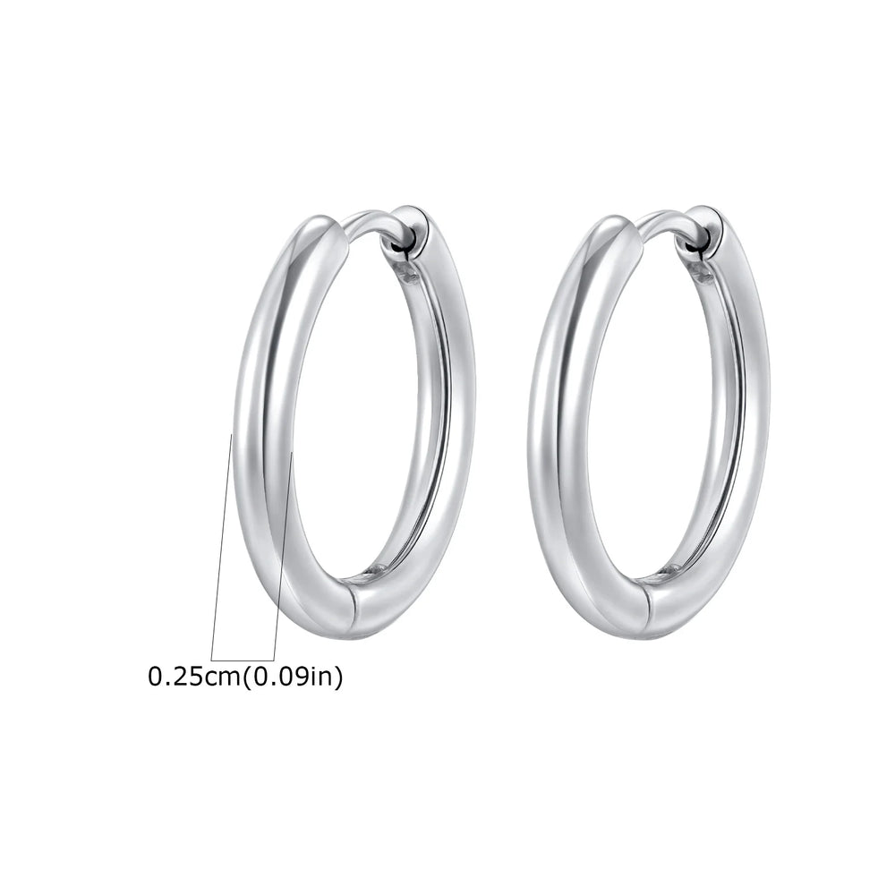 1Pair Round Circle Small Hoop Earrings for Women Men, Gold Plated Stainless Steel Lar alternate view