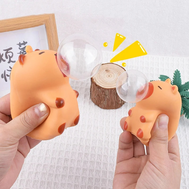 Piggy Capybara Fidget Squeeze Toy Cute Pig Squishy Toys Animal Spit Bubbles Stress Re lifestyle view