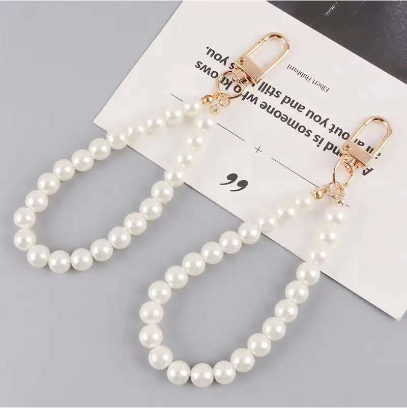 ZAKOL Cute Pearl Keychain for Women Girls Shiny Pearl Bead Shell Phone Bag Backpack additional angle