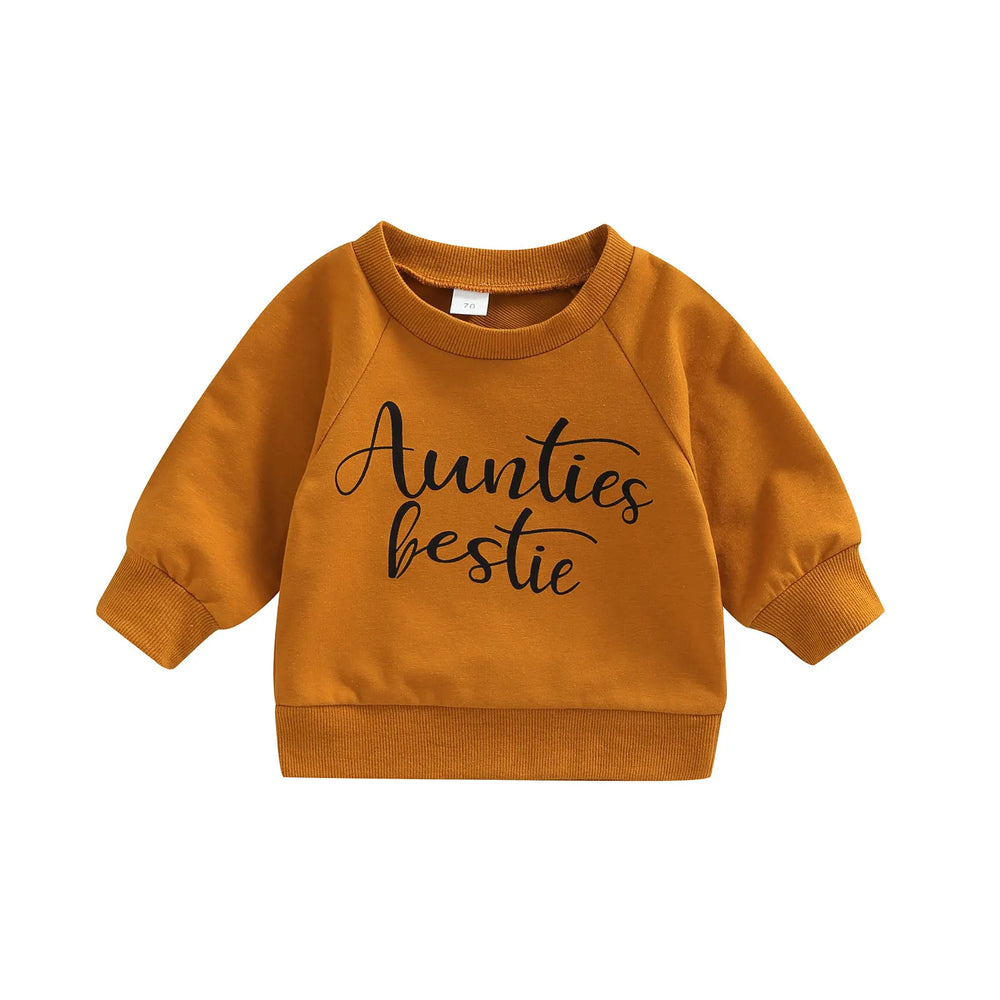 Baby Long Sleeve Letter Print Sweatshirt | Soft Cotton Blend Pullover for Girls detail view