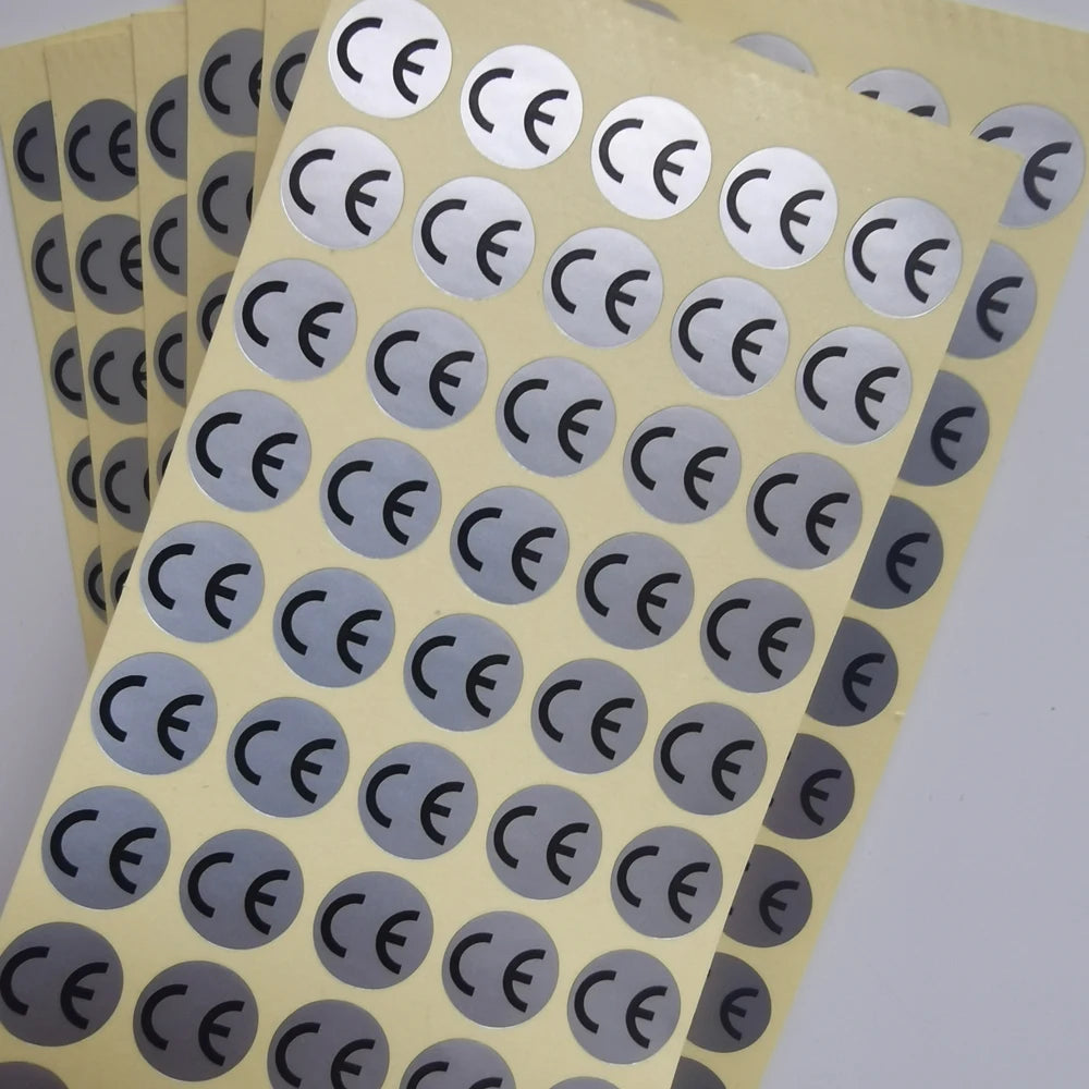 1cm Round CE Sticker | White, Silver, Holographic, Clear Base Circle Label 500pcs additional angle