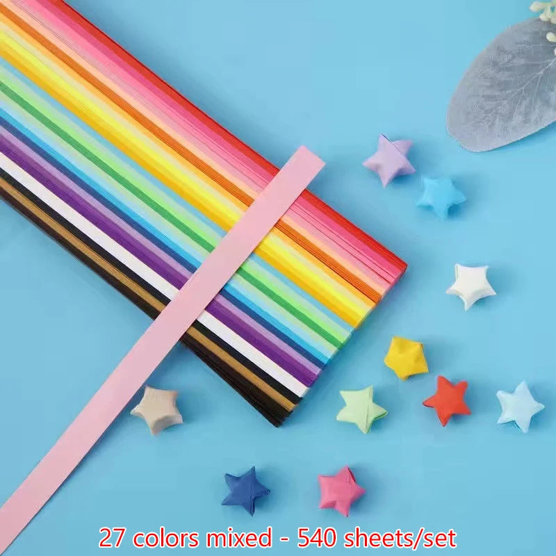 540 Sheets Origami Star Paper Strips | Colorful Lucky Star Folding Paper for DIY Crafts detail view