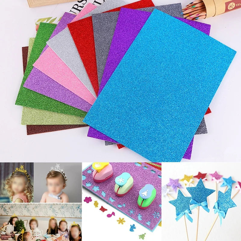 10pcs Glitter EVA Foam Paper Sheets | Soft Sponge Touch Craft Paper for Kids DIY alternate view
