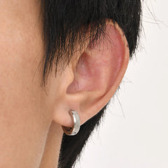 Stainless Steel Hoop Earrings for Men | Brushed Silver Small Hoops detail view