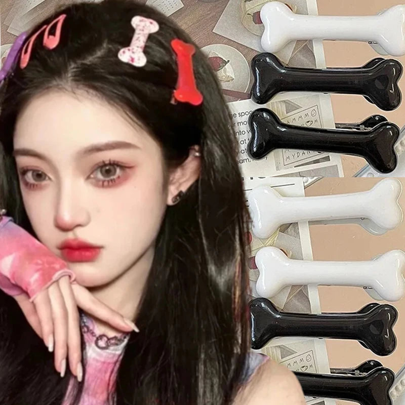 White Bone Hair Clip Cute Y2K Bobby Pins Girl Fashion Dog Bones Hairclips Decoration Hairpins Barrettes Accessories Wholesale