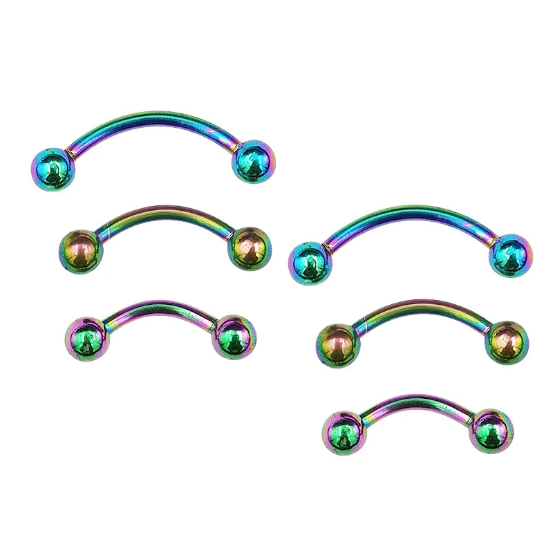6Pcs Eyebrow Piercing Banana Shape Lip Ring Stainless Steel Curved Barbell Stud Hel additional angle