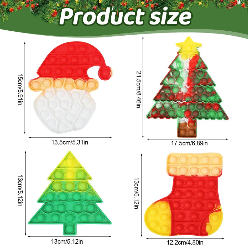 Santa Claus Xmas Tree Pop Fidget Toy Kids New Year Party Gift Favors Christmas Deco additional angle