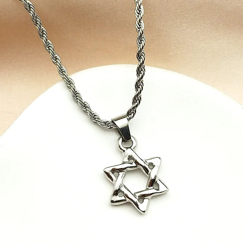 Magen David Star Pattern Chain For Women Men Stainless Steel Gold Color Judaism Fai additional angle