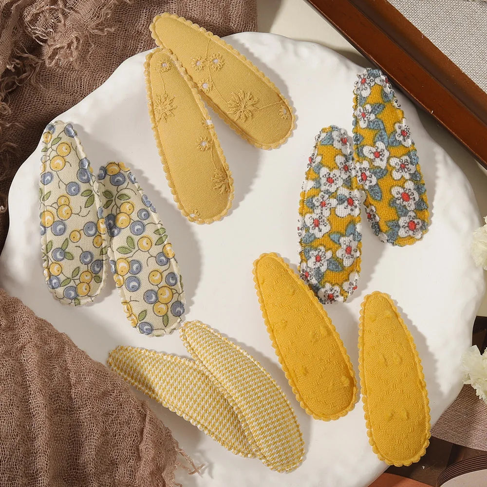 1 Set Printed Fabric Hair Clips Sweet Handmade BB Hair Clips Baby Girl Bangs Fixed Edge Clips Children's Hair Accessories Gifts