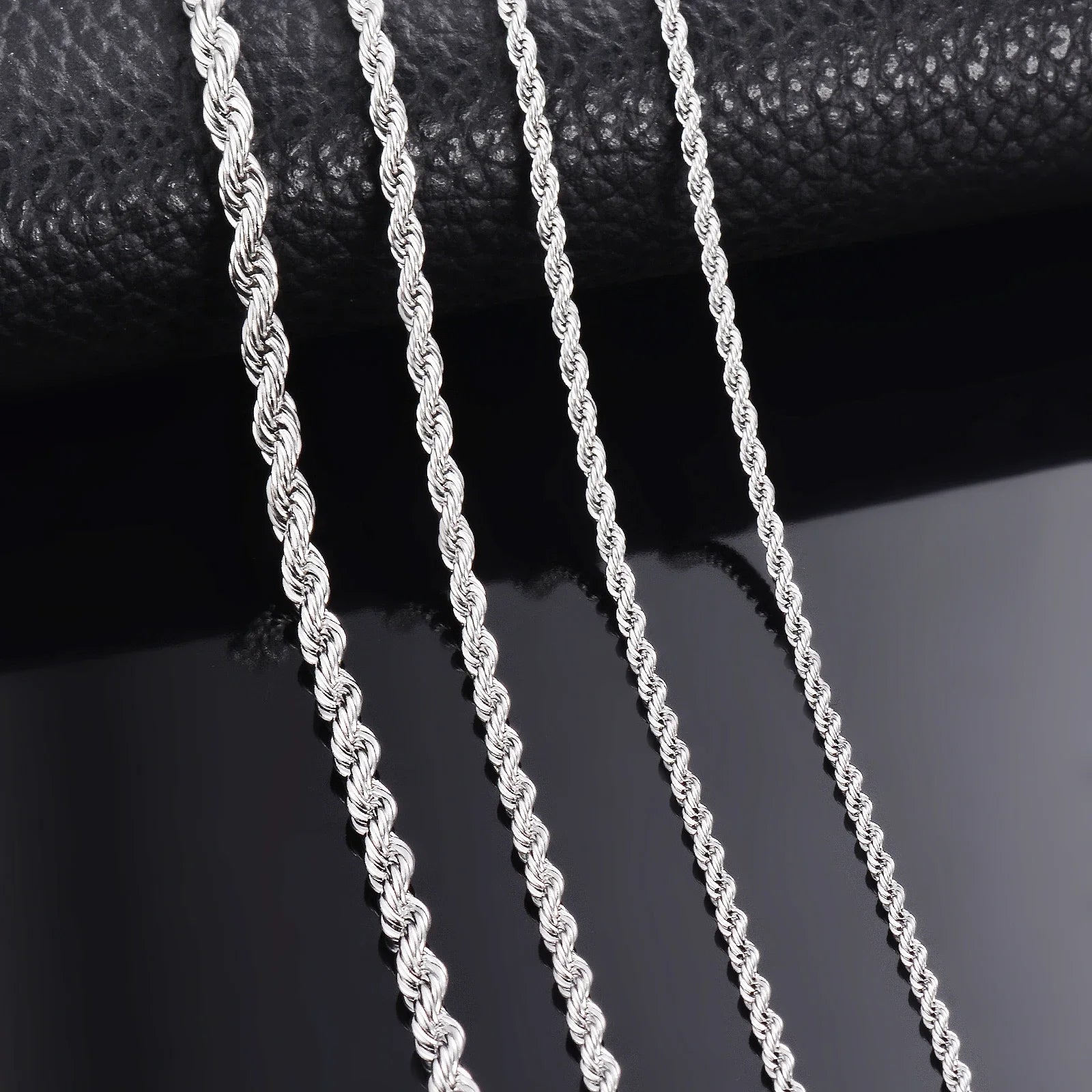 1 piece 925 sterling silver Width 2mm/3mm/4mm Rope Chain Necklace/Bracelet For Men Wo alternate view