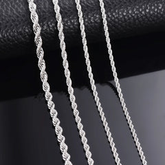 1 piece 925 sterling silver Width 2mm/3mm/4mm Rope Chain Necklace/Bracelet For Men Wo alternate view