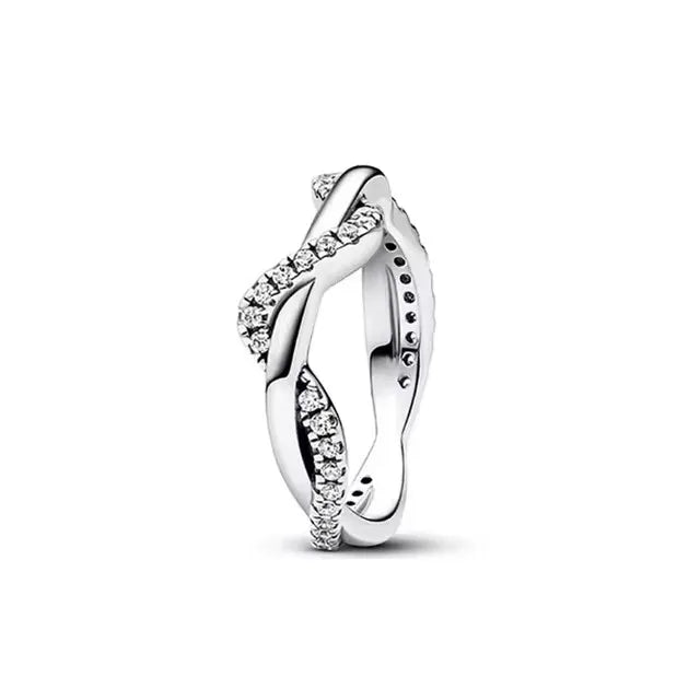 Hot Sell New 925 Silver Stackable Infinite Heart Garland Sawtooth For Women Original Wed detail view