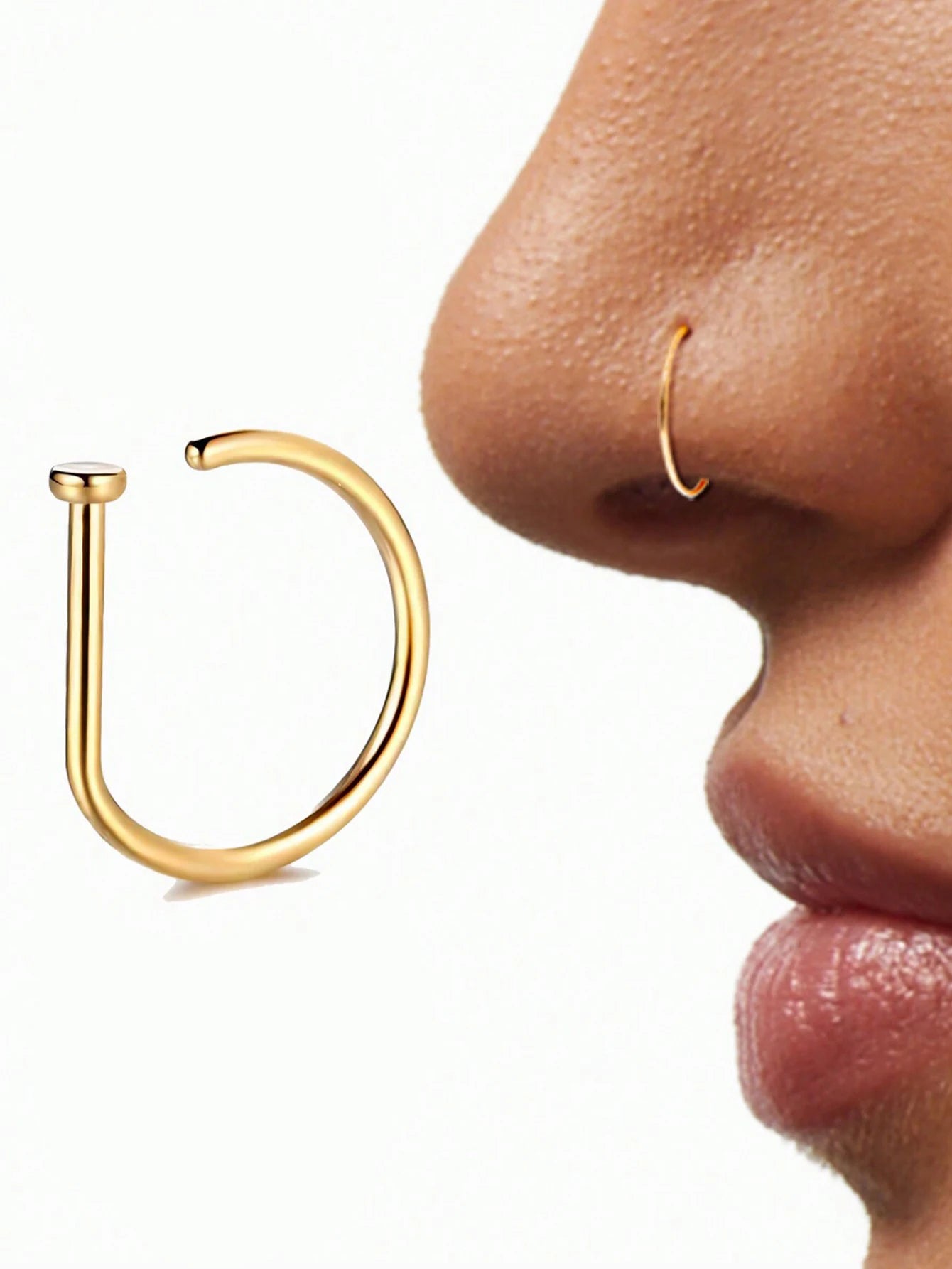 Stainless Steel Ring Nostril Body Jewelry New Curved Barbells Fake Nose Piercing D Sh lifestyle view