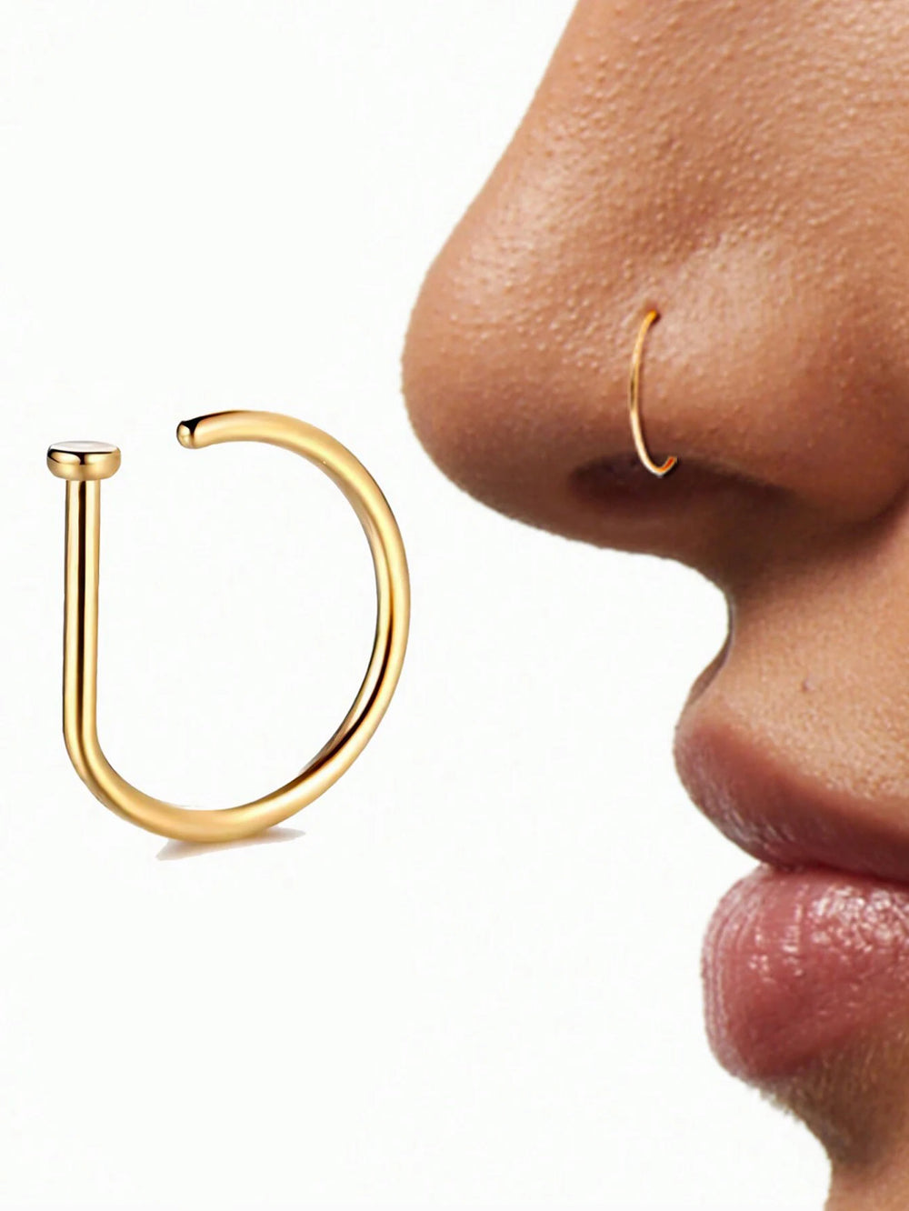 Stainless Steel Ring Nostril Body Jewelry New Curved Barbells Fake Nose Piercing D Sh lifestyle view