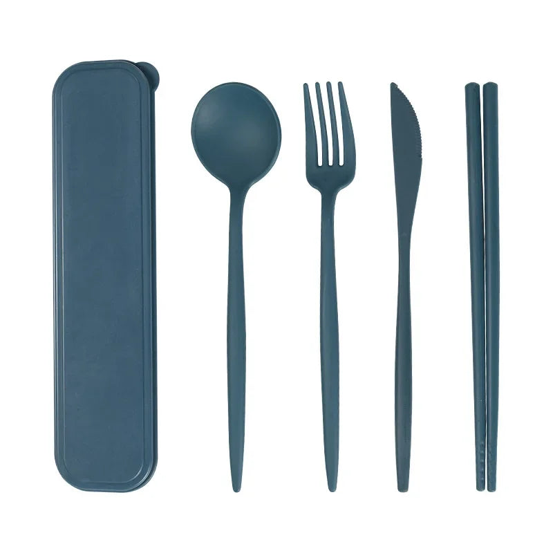 4-piece Portable Utensils, Healthy Eco-Friendly Wheat Straw Cutlery, Reusable Chopsti lifestyle view