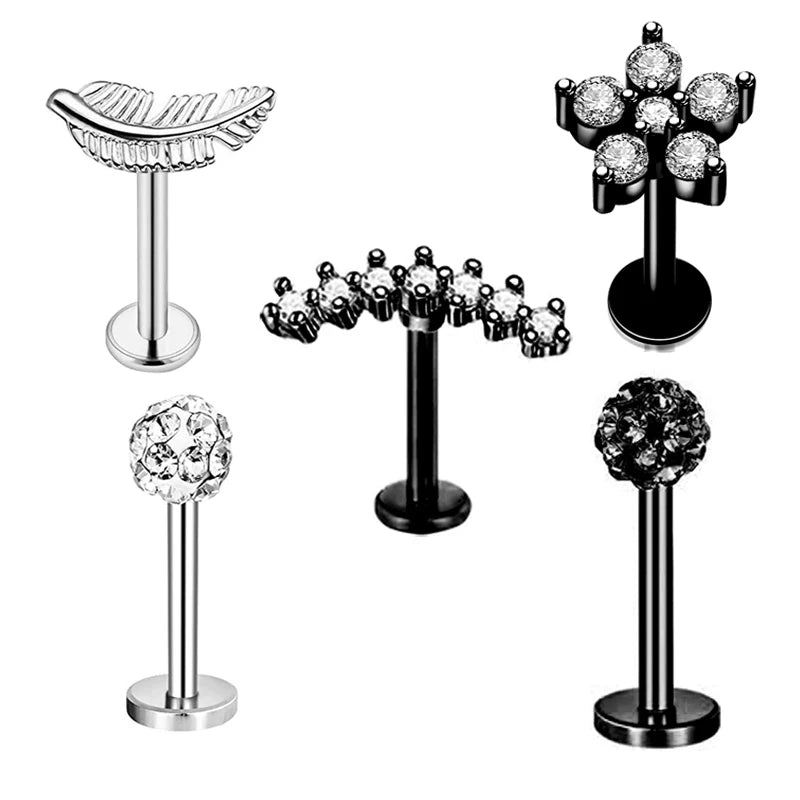 5pcs Tragus Stud Earring Set | Heart CZ Cartilage Piercing Jewelry lifestyle view