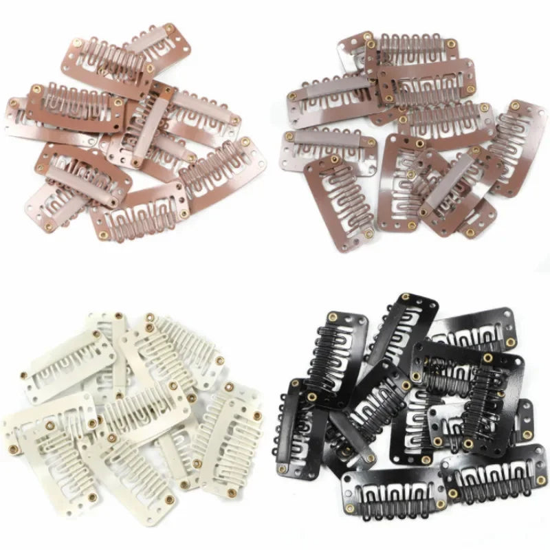 10 Pcs/set U 3.2cm 2.7cm Wig Clips Snap for Human Hair Extensions/Weaving Extensions Medium Professional Salon Accessories Clips