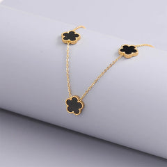 14K Gold Plated Stainless Steel Necklace Woman Five Leaf Petals Double Sided Necklaces f detail view