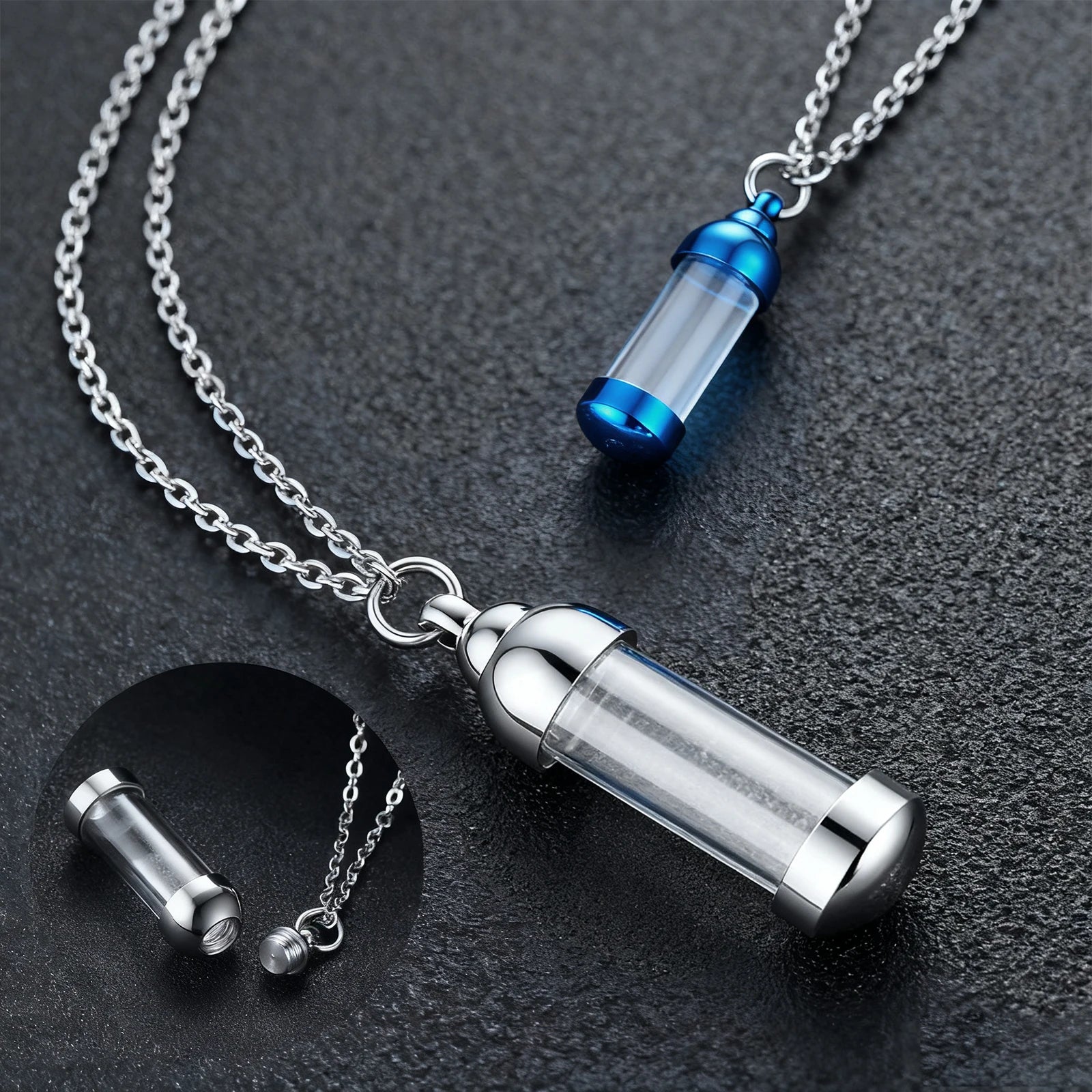 Vial Necklace for Ashes Small Glass Cremation Urn Container That Holds Fur Hair Pet additional angle