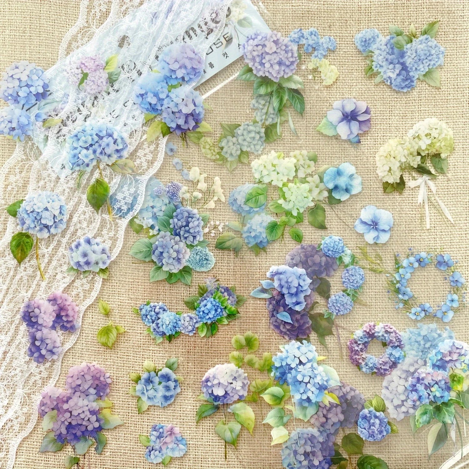 Transparent Flower Stickers Set | 6 Sheets PET Stickers for Scrapbook and Junk Journa alternate view