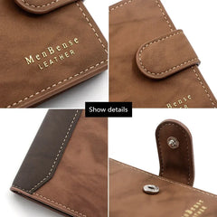 TRISJEM Slim Card Holder Wallet for Men | Short Frosted PU Leather 3-Fold close-up view