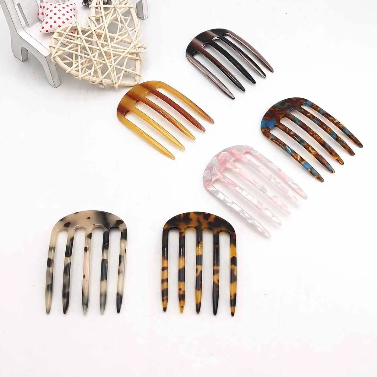 1/3 PCS Acetic Acid Hair Forks Five Teeth Hair Sticks U-Shape Hair Comb Bun Hairpin W alternate view