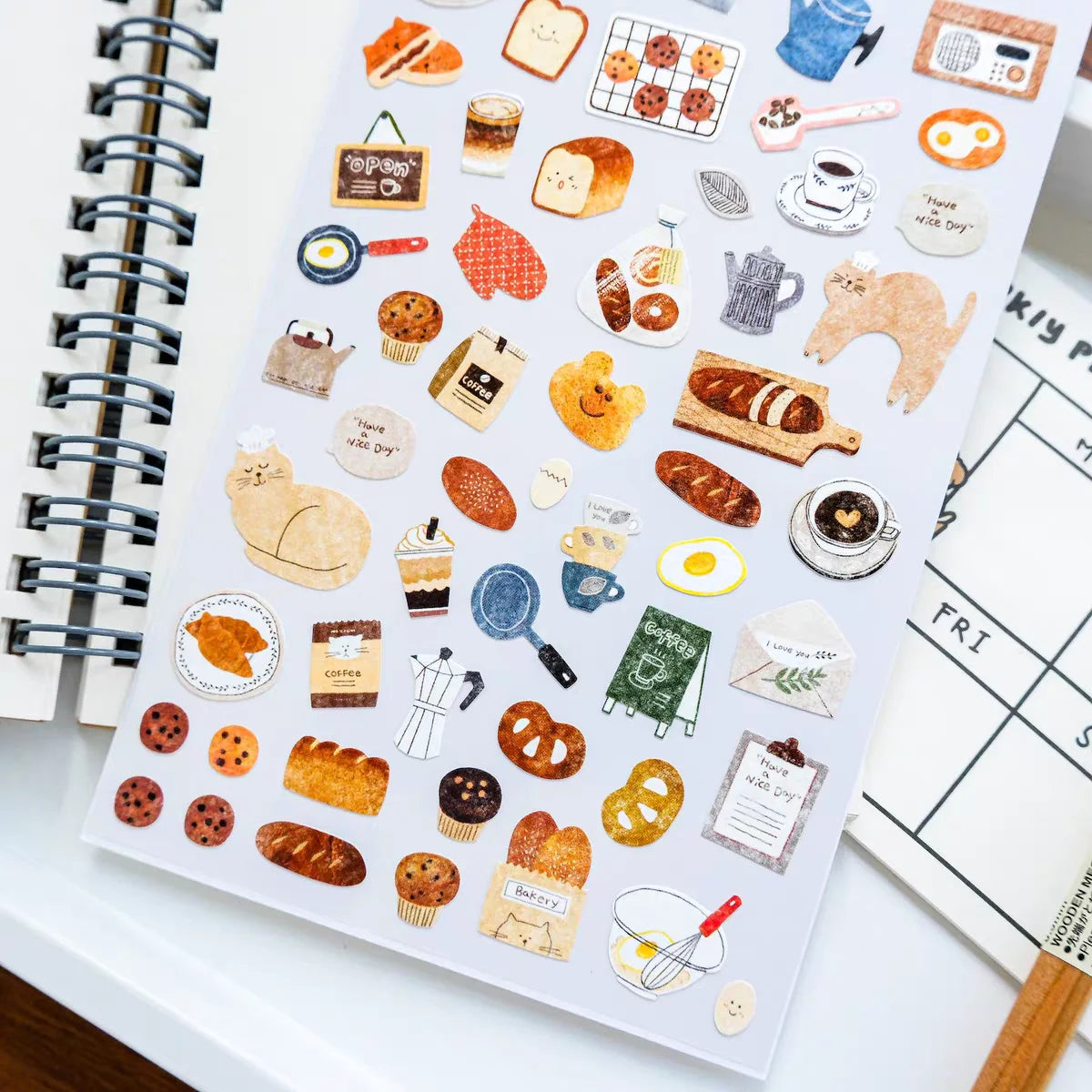 Korean Bonito Nature Life Bread House Coffee Paper Stickers | Cute Scrapbooking and Journaling Stick