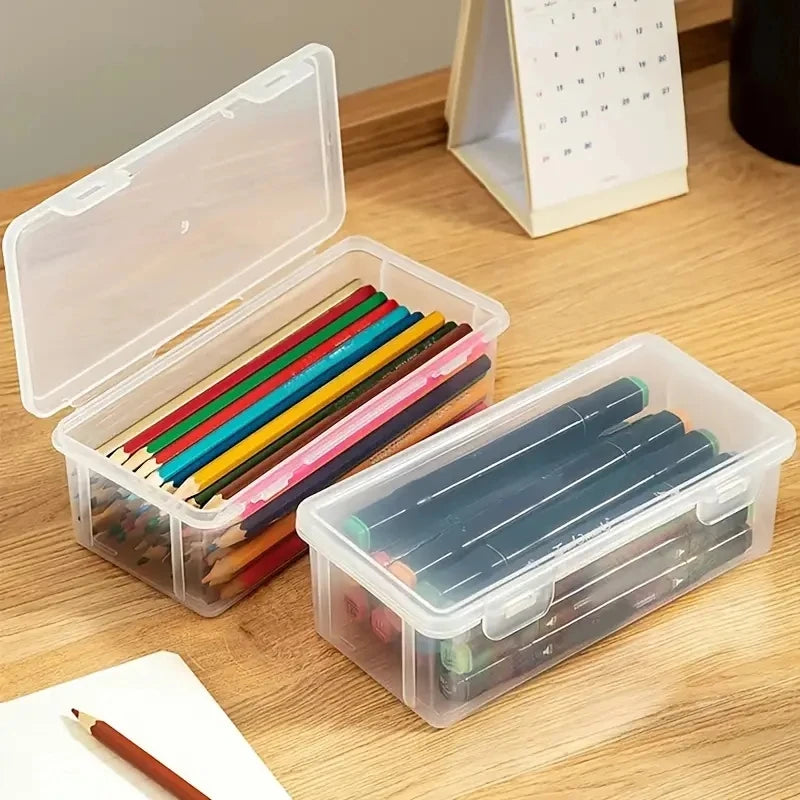 Plastic Pencil Box School Office Storage Organizer for Pens Markers Erasers detail view