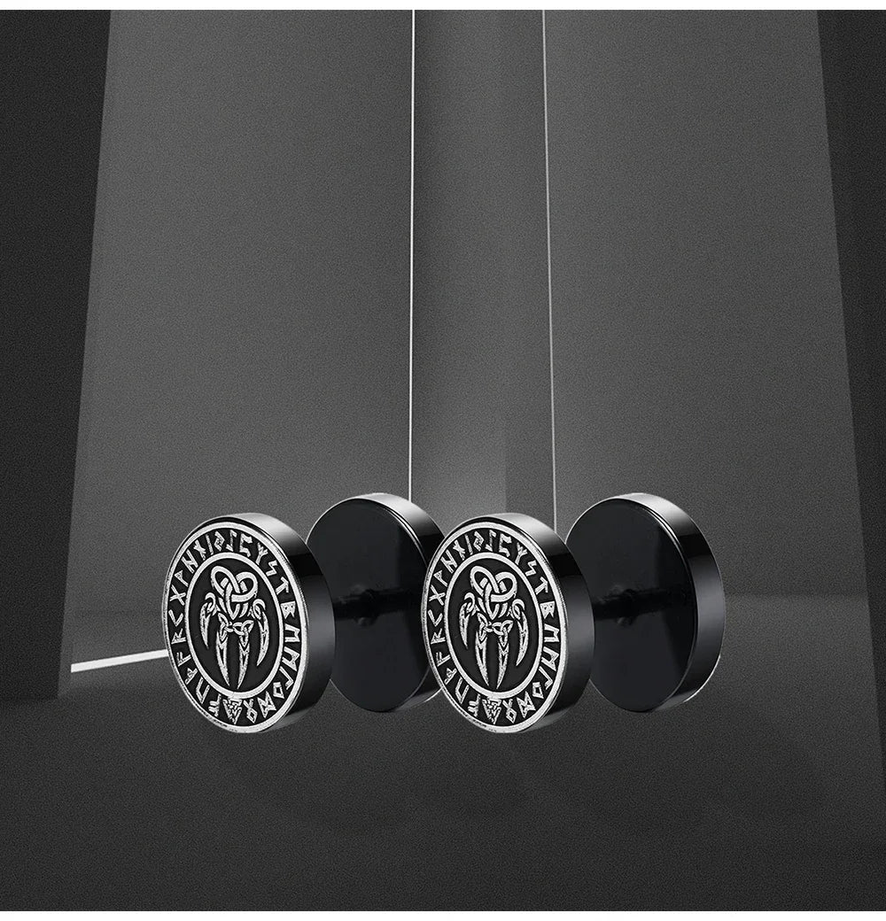 Gothic Norse Viking Runes Stud Earrings for Men Boys,Rock Punk Stainless Steel Valknu lifestyle view