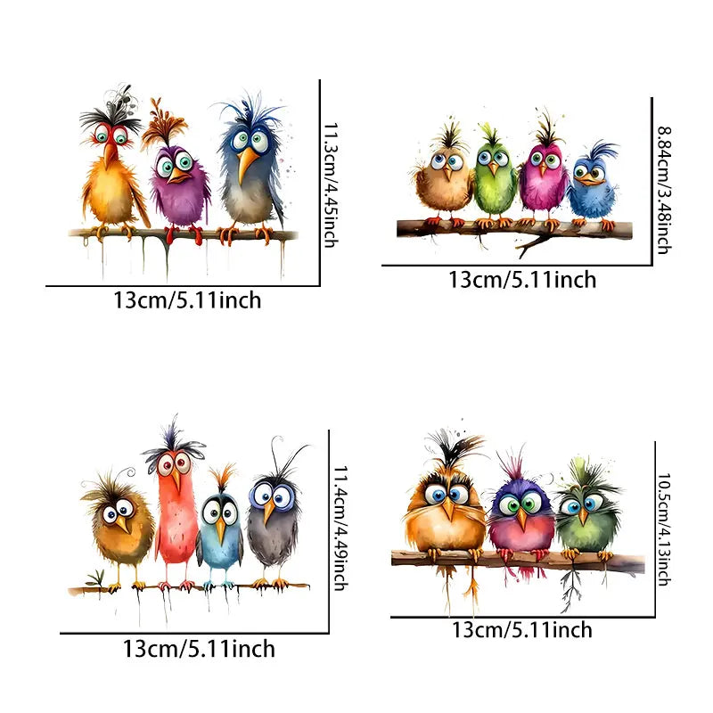 Funny Cartoon Bird Window Stickers | Self-Adhesive PVC Home Decals alternate view