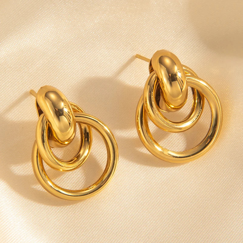 316L Stainless Steel Hoop Earrings for Men Women | Geometric Drop Earrings additional angle