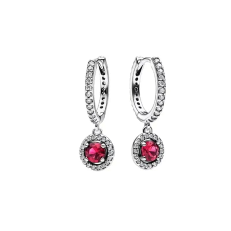 Hot selling 925 silver heart-shaped, pink,red, multi-color crystal sparkling luxury earr detail view