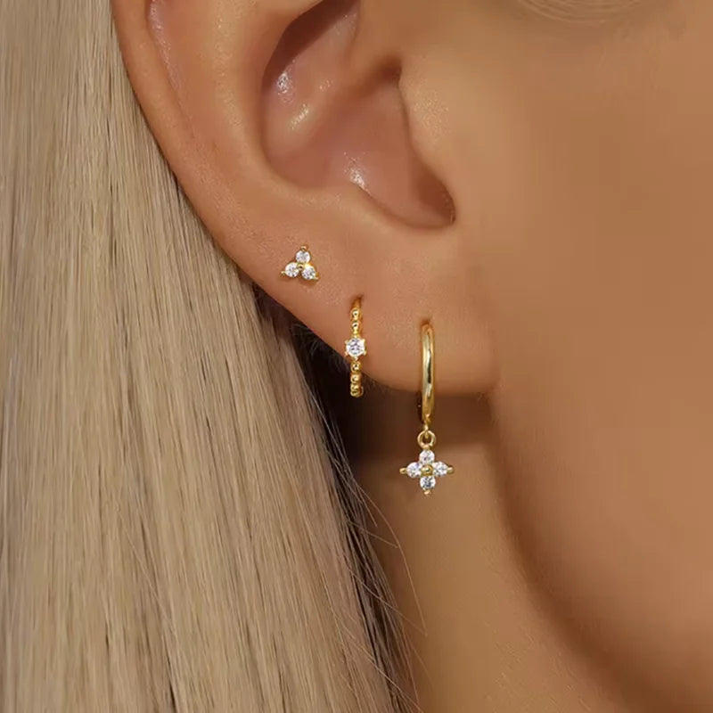 3PCS Shiny Crystal Huggie Hoop Earring Set | Fashion Cartilage Hoop Earrings for Wome alternate view