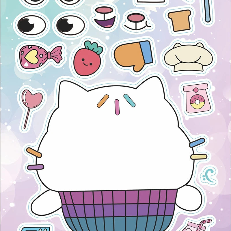 Gabby's Dollhouse Make A Face Puzzle Stickers | 6 Sheets DIY Cartoon Sticker Set lifestyle view