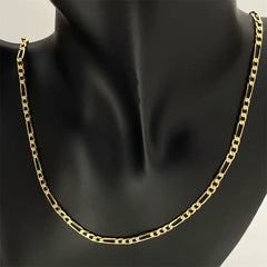 Andara Luxury Unisex 925 Sterling Silver Gold Plated 4mm Figaro Necklace Engagement Jewelry Accessories 50-60cm