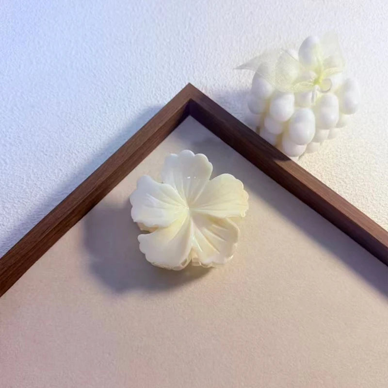 1/6pcs Rendering Colorful Flower Hair Clip for Woman Elegant Korean Style Shark Clip Fashion Girl's Ponytail Clip Hair Clamp