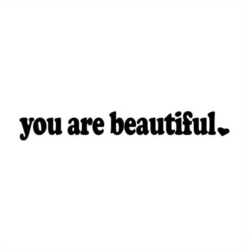 Self-Care Motivational Rearview Mirror Decal | Cute Car Vinyl Sticker close-up view