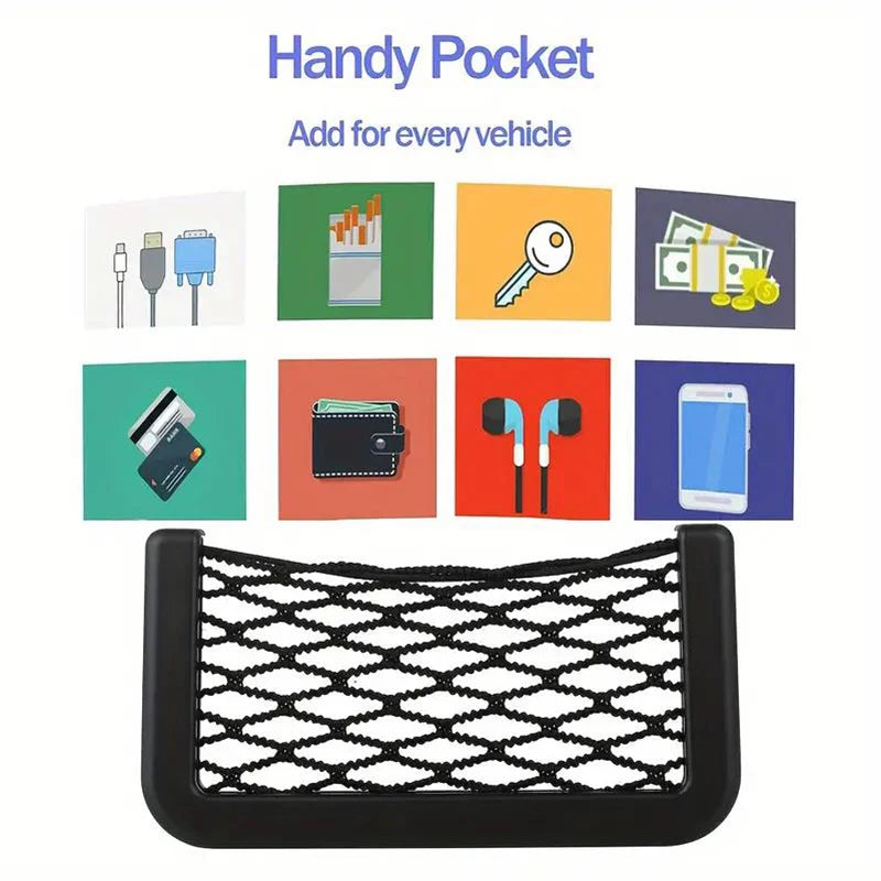 Car Storage Bag Nets Adhesive Auto Seat Door Side Pocket