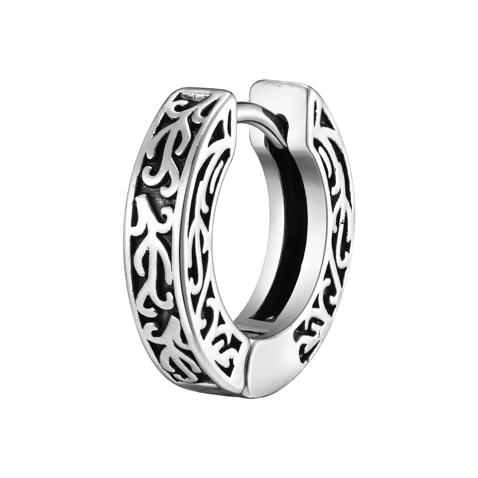 Stainless Steel Small Hoop Earrings for Men | Hypoallergenic Huggies close-up view