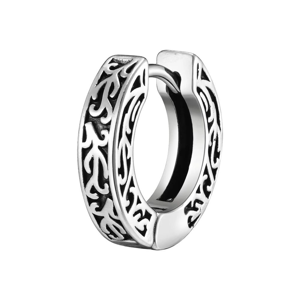 Stainless Steel Small Hoop Earrings for Men | Hypoallergenic Huggies close-up view