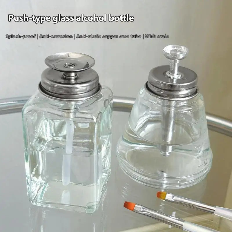 Nail Storage Refillable Glass Bottles Empty Liquid Press Pump Dispenser Nail Art Polish detail view