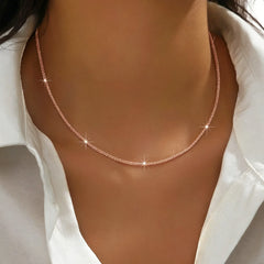 LUXUKISSKIDS Shiny Solid Chains Elegant Necklaces for Woman Sparkling Clavicle Chain Choker Simple W