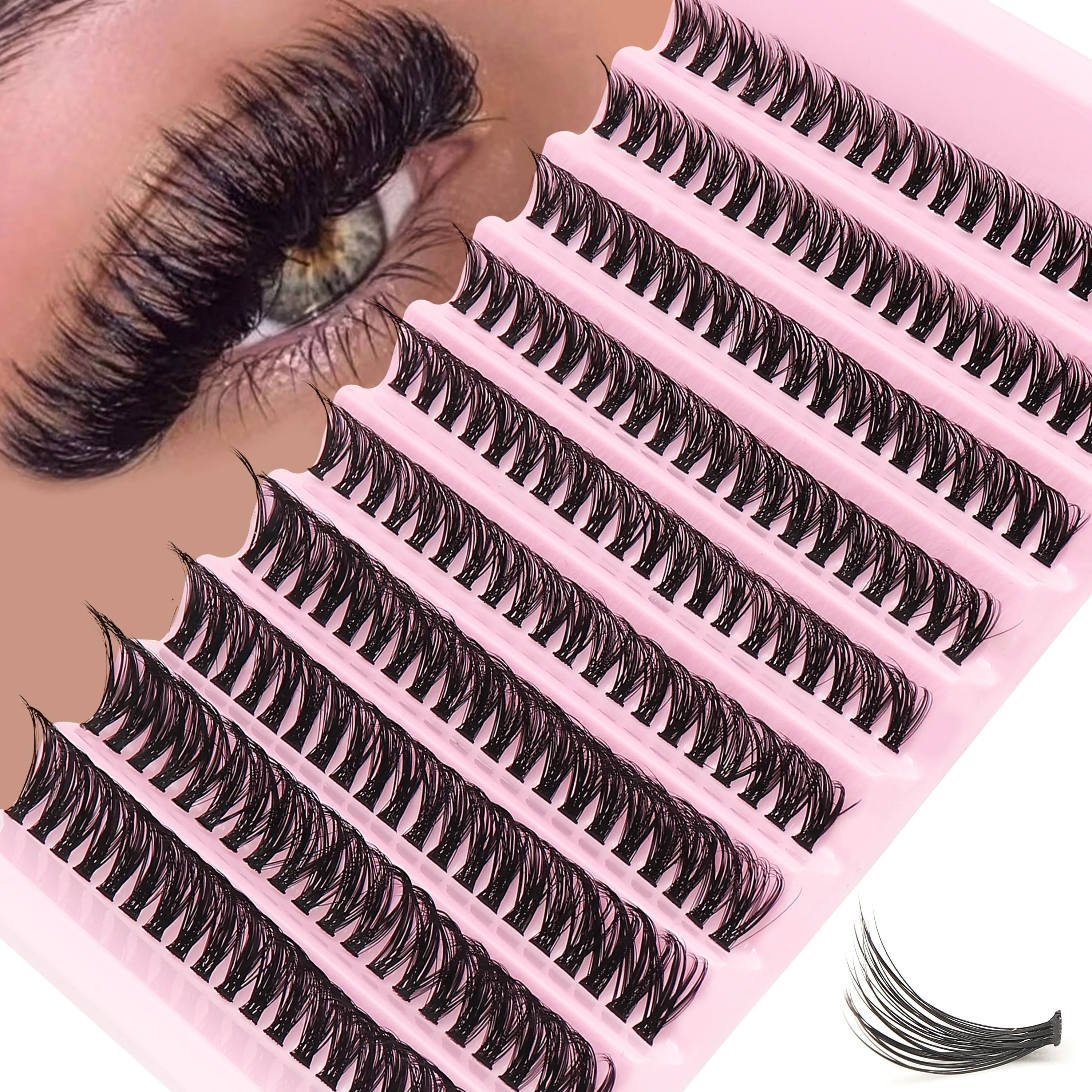 Lash Clusters D Curl Individual Lashes Fluffy Volume DIY Eyelash Extensions Thick Cluster Lashes for Home Use