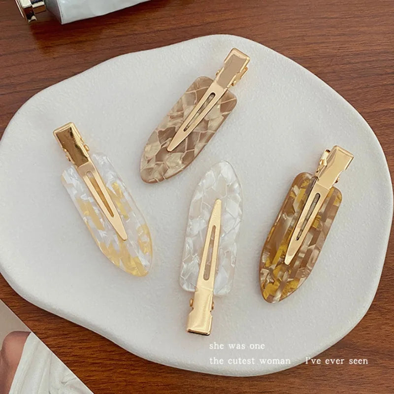 4pcs Simple Mixed Color Hair Clips Side No Trace Bangs Duckbill Clips Elegant Ladies alternate view