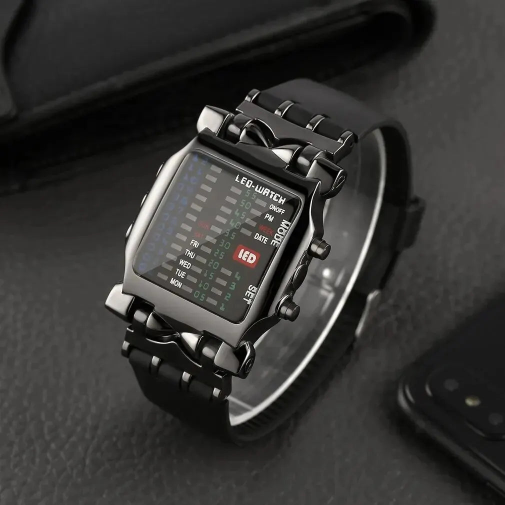Binary Led Watch Creative Waterproof Business Electronic Watch Mens Trend Luminous Gi alternate view