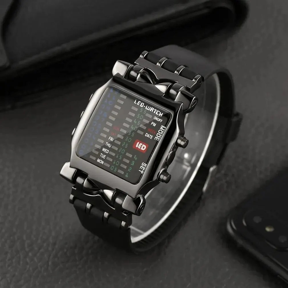 Binary Led Watch Creative Waterproof Business Electronic Watch Mens Trend Luminous Gi alternate view