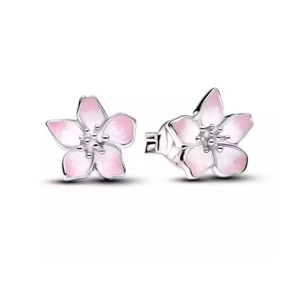 2026 New 925 Silver Elephant Cherry Blossom Butterfly Heart Earrings, a delicate ch additional angle